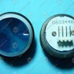 Кнопка в сборе, OTIS GEN2, посадка -27.5 мм, белая подсветка,полированная, нержавеющая сталь, AMP, 30x21 мм, круглая