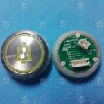 Кнопка вызова/приказа, KONE, круглая, серебристая поверхность, AVDBUT, вызов диспетчера, красная подсветка